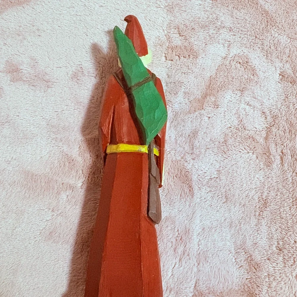 Vintage Christmas Wooden Carved Hand Painted Santa Claus With Christmas‎ Tree